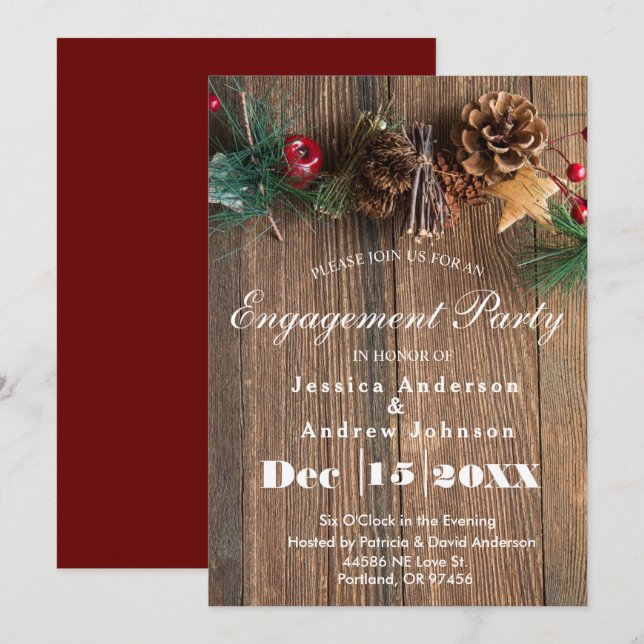 Convites Festa de noivado de Natal da Rússia (Frente/Verso)