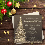 Convites Festa de noivado de Natal Elegante Dourada<br><div class="desc">Produtos correspondentes disponíveis!  Inverno Elegante   Natal   Feriado   design de casamento em dezembro com motivo Dourado na árvore de Natal espumante,  nomes personalizados,  detalhes e texto de data. Imprima sua família e amigos com este na moda e design simples. Totalmente personalizável! Fácil de usar e fácil de personalizar.</div>