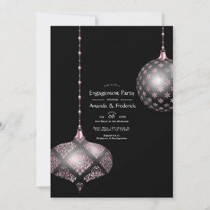 Convites Festa de Noivado de Natal em Rose Gold e Blush