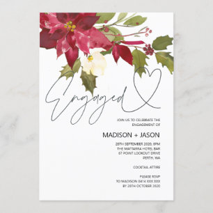 Convites Festa de noivado de Natal Vermelho e Verde