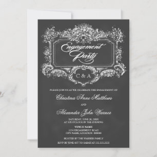 Convites Festa de noivado de Ornamento por Vintagem Chalkbo