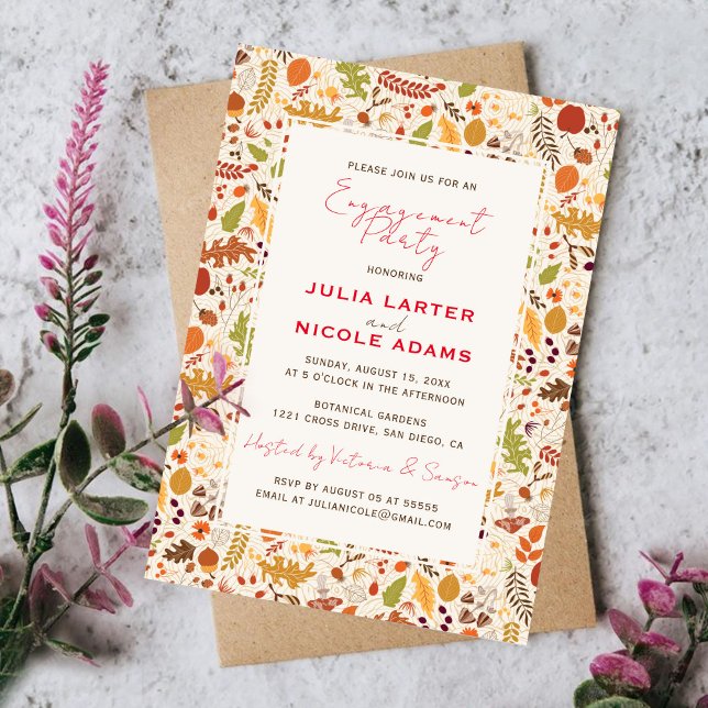 Convites Festa de noivado de outono de outono Russo Seco Bo (Criador carregado)