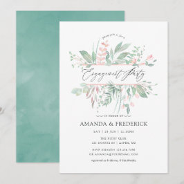 Convites Festa de noivado de Pastel Blush Greenery
