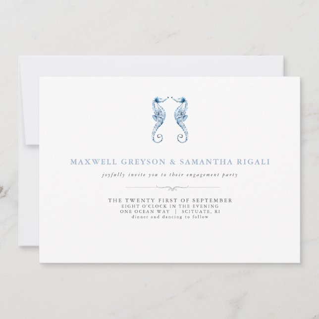 Convites Festa de noivado de Praia Inventa Aquarela (Frente)