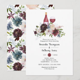 Convites Festa de noivado de Provando de vinho borgonha e b