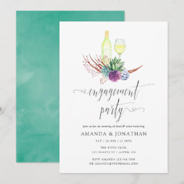 Convites Festa de noivado de Provando de Vinho Suculente co