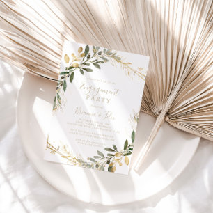 Convites Festa de noivado de queda geométrica de verde Dou