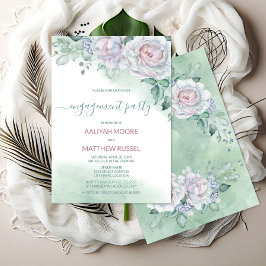 Convites Festa de noivado de Rosa de Aquarela Delicada