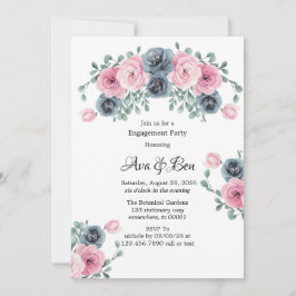 Convites Festa de noivado de Sangue Rosa e Azul