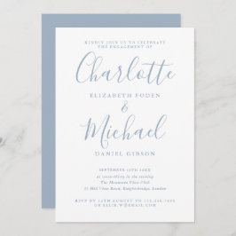 Convites Festa de noivado de Script de Assinatura Azul Dust