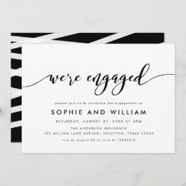 Convites Festa de noivado de Script de Relaxamento Preto e