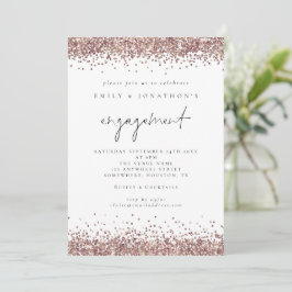 Convites Festa de noivado de Script Glitter Dourado do Glam