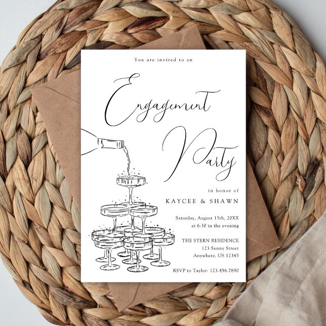 Convites Festa de noivado de Torre de Champanhe (Criador carregado)