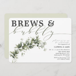 Convites Festa de noivado de vegetação cinzenta desbotada