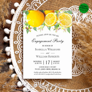 Convites Festa de noivado de Verão Modern Boho Lemon