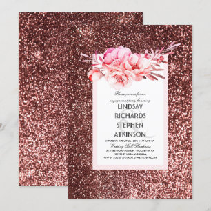 Convites Festa de noivado de Vintagem Chic com Glitter Dour