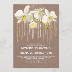 Convites Festa de noivado de Vintagem Dourada da Orquídea B