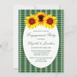 Convites Festa de noivado de Xadrez de girassol