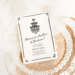 Convites Festa de noivado Desenhada Da Mão