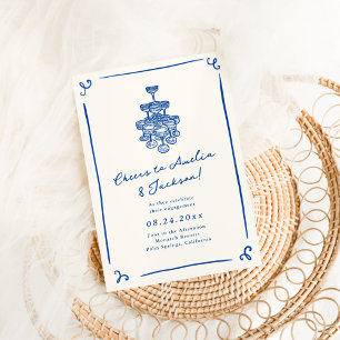 Convites Festa de noivado Desenhada Da Mão