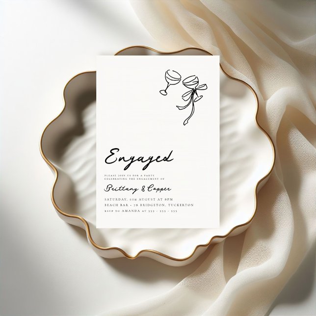 Convites Festa de noivado Desenhada da Mão Escrivível do Ar (Criador carregado)