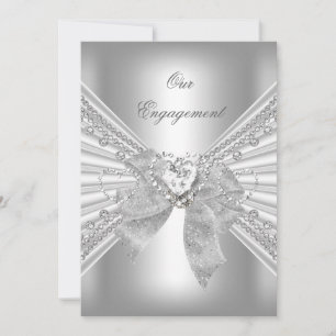 Convites Festa de Noivado Diamante Coração Branco Arco de P