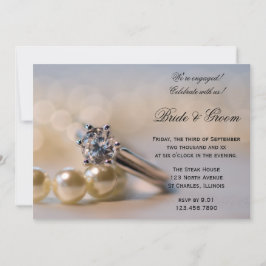 Convites Festa de noivado Diamond Ring and Pearls