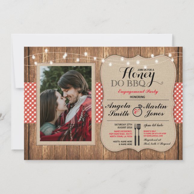 Convites Festa de noivado Do Amor Do CHURRASCO Eu Faço Foto (Frente)