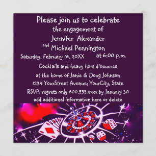 Convites Festa de noivado do tema do cassino