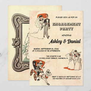 Convites Festa de noivado do tema dos quadrinhos retrógrado