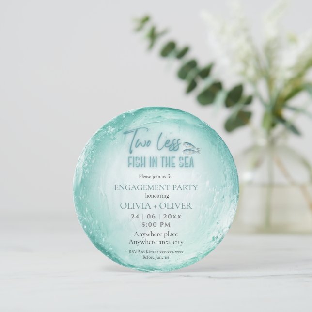 Convites Festa de noivado do tema praia (Em pé/Frente)