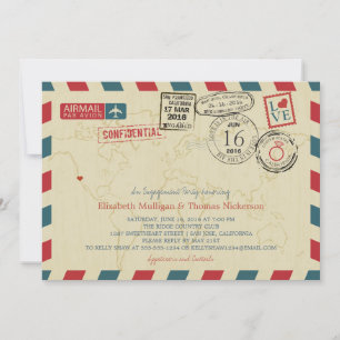 Convites Festa de noivado do World Traveler Airmail da Cali