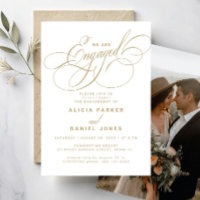 Festa de noivado elegante de fotos em ouro branco