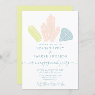 Convites Festa de noivado Elegante de Pastel de Pedras Gem