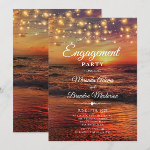 Convites Festa de noivado Elegante de Verão de Praia Sunse