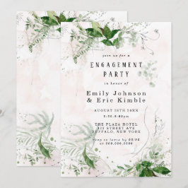 Convites Festa de noivado Elegante Eucalyptus Rustic Pink