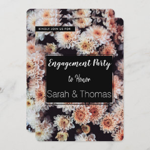 CONVITES FESTA DE NOIVADO ELEGANTE FLORAL DE DAHLIA BRANCA