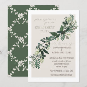 Convites Festa de noivado Elegante Greenery Garland Ferns