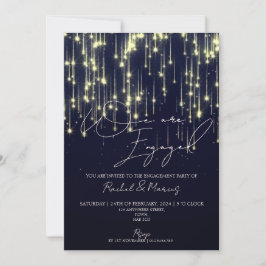 Convites Festa de noivado Elegante Moderna de Caligrafia