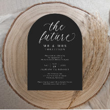 Festa de Noivado Elegante Preto e Branco com Letra