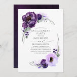 Convites Festa de noivado Elegante Púrpura Floral Elegante<br><div class="desc">Formas roxas flores festas de noivado</div>