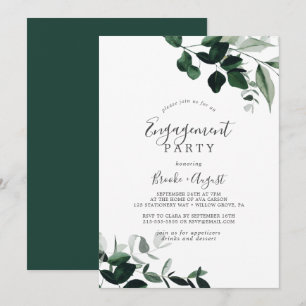 Convites Festa de noivado Emerald Greenery