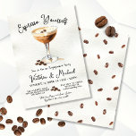 Convites Festa de noivado Espresso Martini<br><div class="desc">Espresse-se! Celebre o novo casal com este Convite para Festas de noivado Espresso martini. Todas as formulações podem ser alteradas para aniversário, janto de ensaio, chá de panela, etc. Para fazer mais mudanças, vá para Personalizar este modelo. Na parte inferior você verá "Quer personalizar este design ainda mais? Clique em...</div>