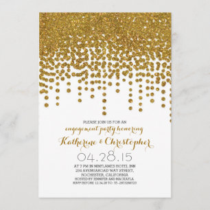 Convites festa de noivado faux dourgliter foil confetti