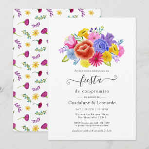 Convites Festa de Noivado Floral Aquarela Espanhola