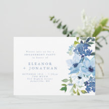 Festa de noivado Floral Chic Light Blue Watercolor