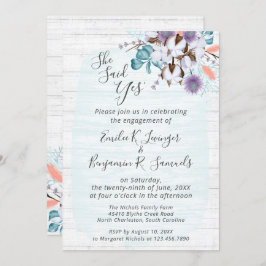 Convites Festa de noivado Floral de Algodão do País Sul