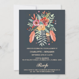 Convites Festa de noivado Floral de Boho Russo Watercolor