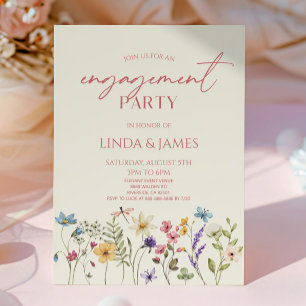 Convites Festa de noivado Floral de Flores Selvagens