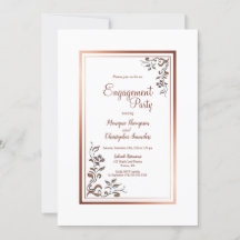 Festa de noivado Floral Dourada de Borda Vintage